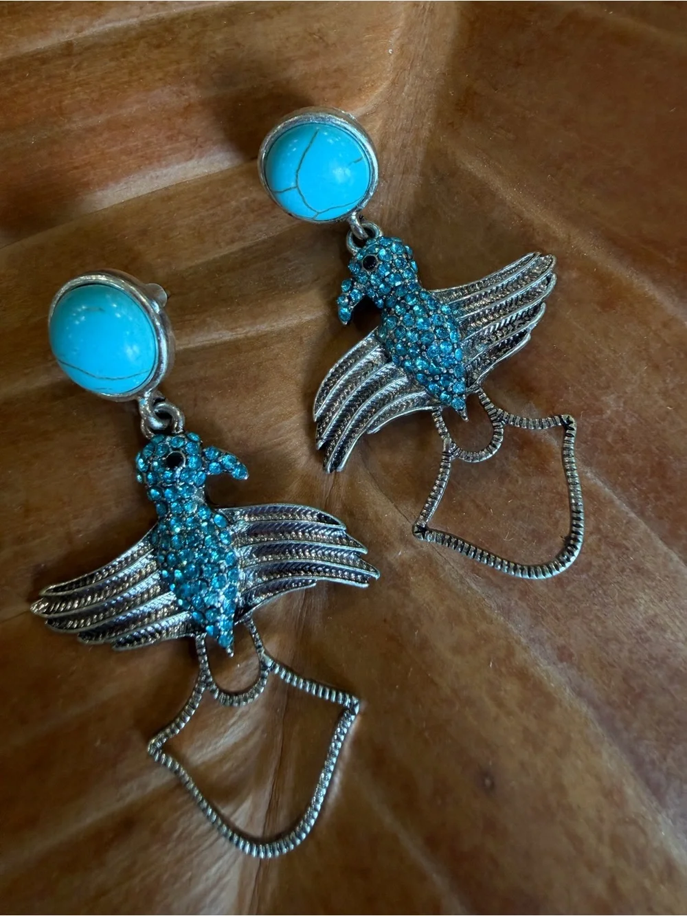 Turquoise Bird Drop Earrings